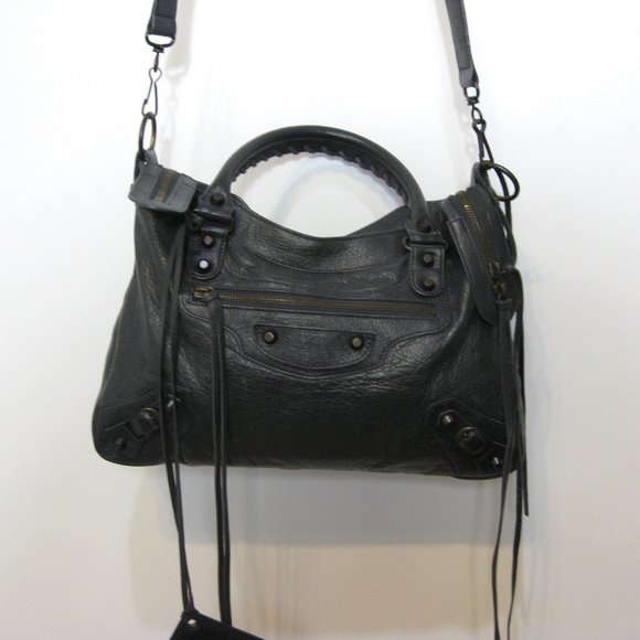 BALENCIAGA Gray Anthracite Town Crossbody Leather Bag - Picture 9 of 15